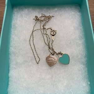 Tiffany Blue Double Heart Tag Pendant